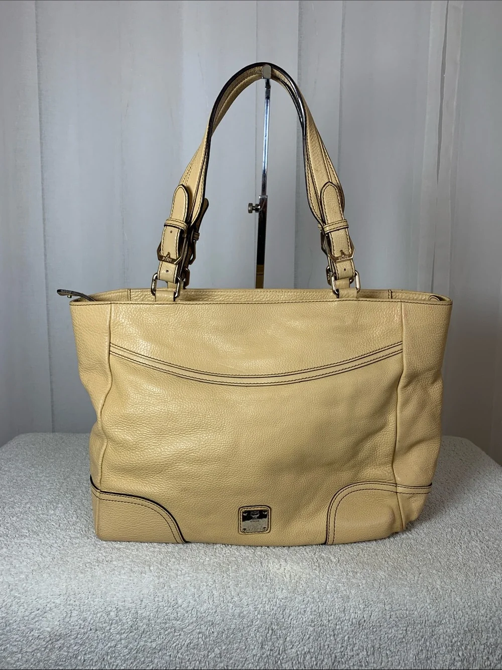 GUC MCM Vintage Ivory Visetos Monogram Satchel